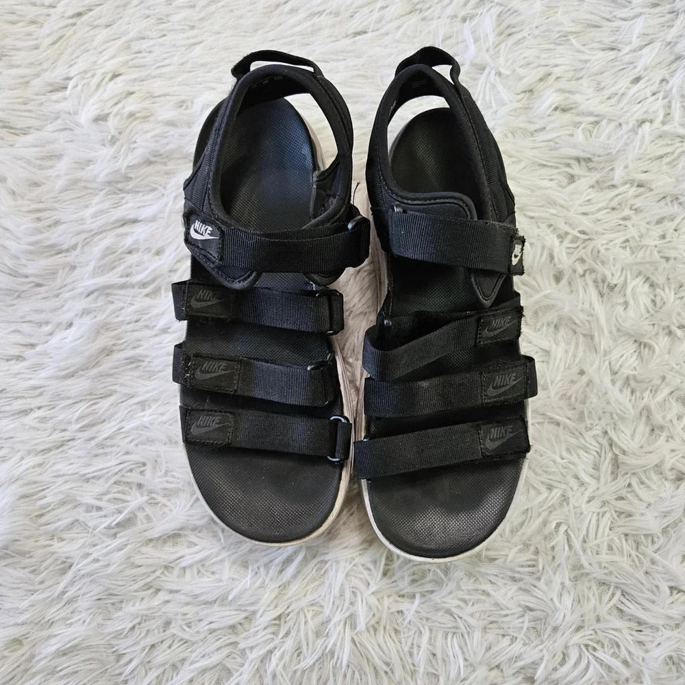 Nike Icon Classic Womens Chunky Streetwear Platform Sandals Black White Sz 9 - Picture 5 of 11